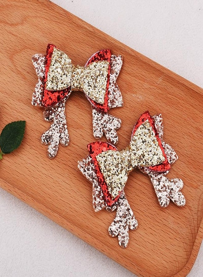 Sdopbinbin 2Pcs Deer Antler Hair Clips Gold Glitter Christmas Bow Hair Clips Barrettes Cute Reindeer Hair Clip Gold Red Christmas Hair Accessories for Toddler Girls Kids Sparkly Bowknot Hair Barrettes for Girls - Image 5